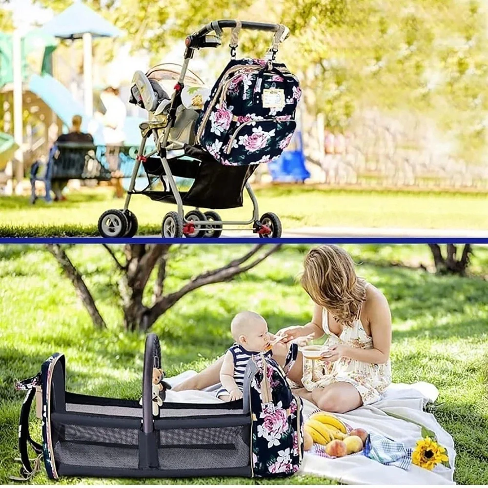 Diaper Bag Large Capacity Bags Floral Durable with Changing Station for Baby-NWT